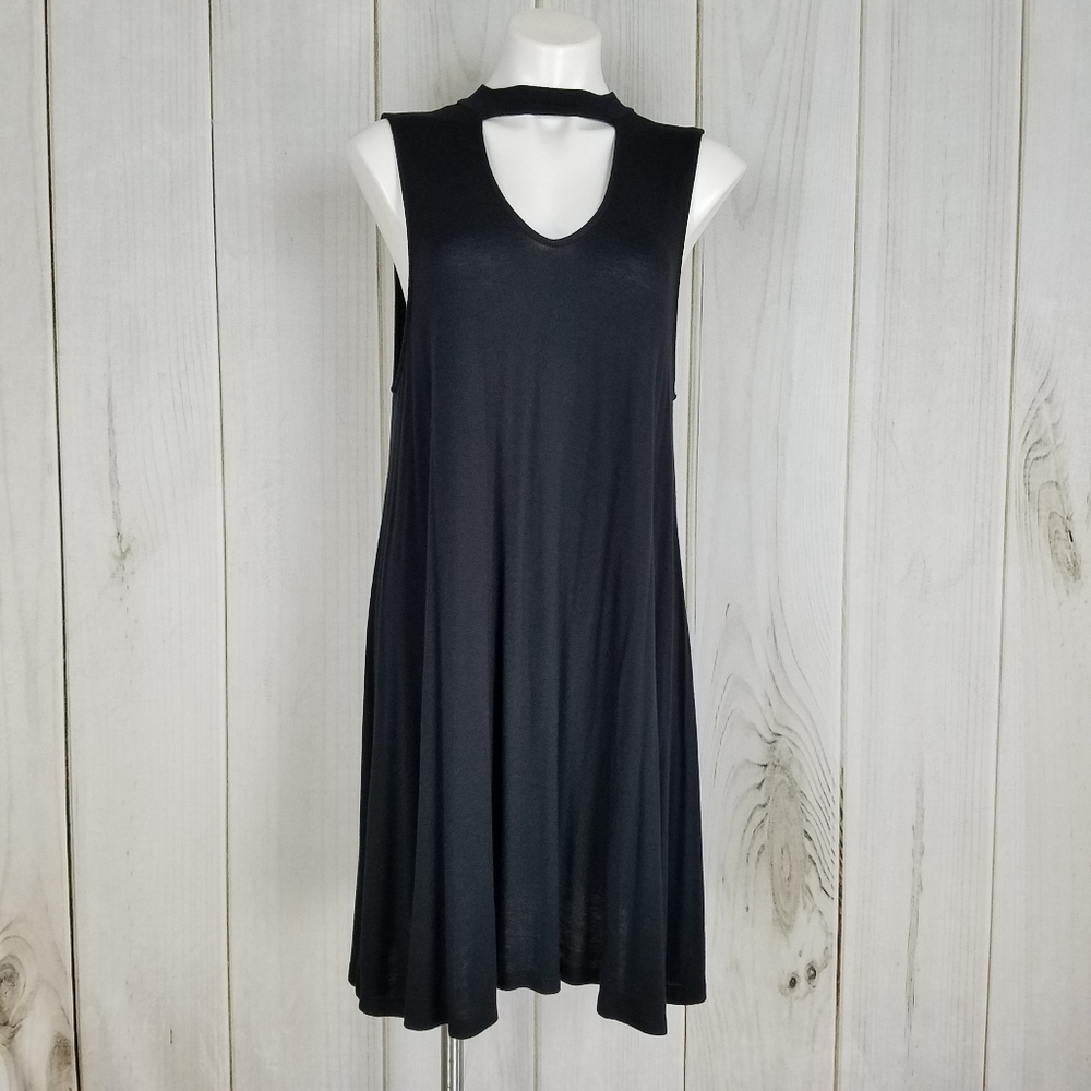 Rue21 Black Sleeveless Midi Dress with Choker Neck